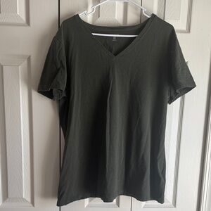 Amazon Essentials Dark Green V-Neck Women's Tee